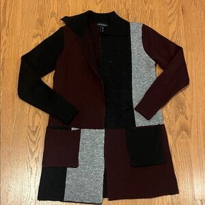 Colorblock Open Front Cardigan Sweater